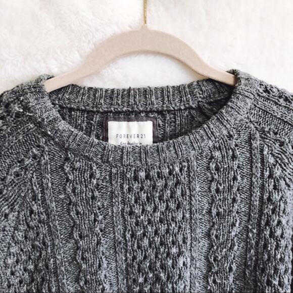 Forever 21 Gray Knit Long Sleeve Sweater - Picture 2 of 8